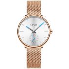 CIVO 女士手錶 石英手錶 [網帶玫金殼] 玫金網帶玫金殼白面 0124C