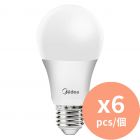 Midea 9W LED 球膽 [E27-220°] 冷日光 6盒 香港行貨【2年廠商保養】